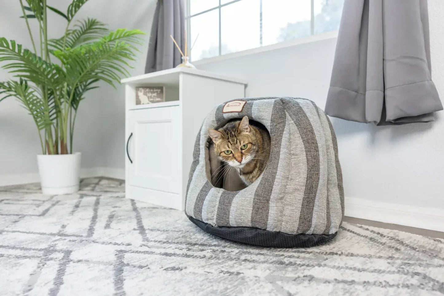 Armarkat Cat Cave with Anti-Slip Base and Cushion Mat, 20x20x14 inches.
